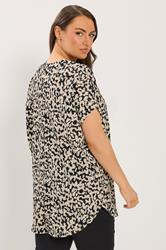 YOURS Plus Size Natural Brown Abstract Print Notch Neck Top | Yours Clothing 2