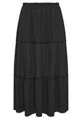 YOURS Curve Black Tiered Maxi Skirt