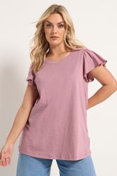 YOURS Plus Size Pink Frill Sleeve Top | Yours Clothing 3