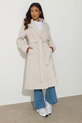 PixieGirl Petite Women's Natural Brown Wrap Belt Coat | PixieGirl 1