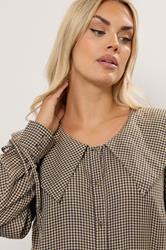 YOURS Plus Size Brown Check Collar Mini Dress | Yours Clothing 5
