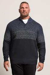 BadRhino Big & Tall Navy Blue Colour Block Quarter Zip Jumper | BadRhino 3