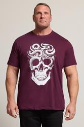 BadRhino Big & Tall Burgundy Red Skull & Snake Graphic T-Shirt | BadRhino 3