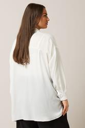 EVANS Plus Size White Metallic Button Through Shirt | Evans 2