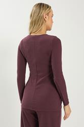LTS Tall Women's Berry Red Metal Trim Textured Top | Long Tall Sally 2