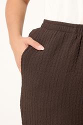 YOURS Plus Size Chocolate Brown Bubble Textured Wide Leg Trousers | Yours Clothing 4