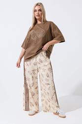 LIMITED COLLECTION  Plus Size Brown Embroidered Shell Longline T-Shirt | Yours Clothing  1