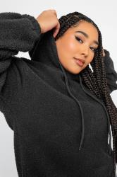 YOURS Plus Size Black Teddy Fleece Hoodie | Yours Clothing 5