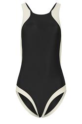 LTS Tall Women's Black & White Colourblock Sporty Swimsuit | Long Tall Sally 6