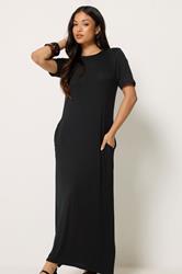 PixieGirl Petite Women's Black Short Sleeve T-Shirt Maxi Dress | PixieGirl  4