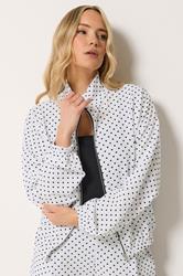 LTS Tall Women's White Polka Dot Funnel Neck Jacket | Long Tall Sally 1