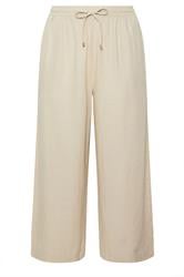 EVANS Curve Natural Brown Wide Leg Premium Linen Trousers