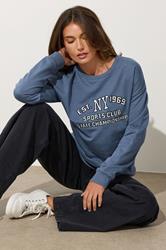 LTS Tall Blue 'NY 1969' Slogan Sweatshirt | Long Tall Sally 3
