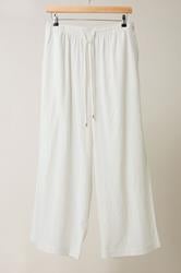 EVANS Curve White Wide Leg Premium Linen Trousers