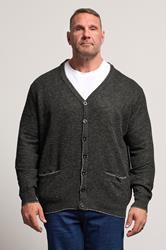 D555 Big & Tall Charcoal Grey Marl Knitted Cardigan | BadRhino 3