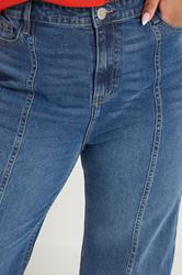 YOURS Plus Size Blue Front Seam Wide Leg Jeans | Yours Clothing 4