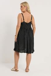 YOURS Plus Size Black Crinkle Mini Beach Dress | Yours Clothing 4