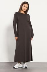 PixieGirl Petite Women's Chocolate Brown T-Shirt Cotton Maxi Dress | PixieGirl 3