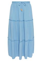 YOURS Plus Size Blue Chambray Tiered Maxi Skirt | Yours Clothing 5