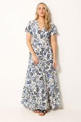 LTS Tall Women's Blue Floral Lace Detail Maxi Dress | Long Tall Sally 3