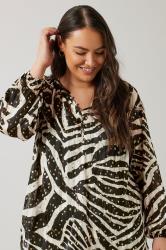 EVANS Plus Size Black & Gold Metallic Zebra Print Blouse | Evans 4