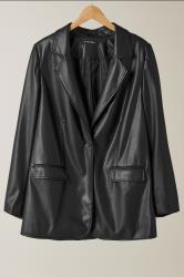 EVANS Plus Size Black Faux Leather Blazer | Evans 6