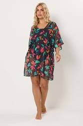 YOURS Plus Size Black Floral Chiffon Kimono | Yours Clothing 2