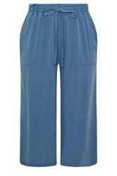 YOURS Plus Size Mid Blue Chambray Culottes | Yours Clothing 5