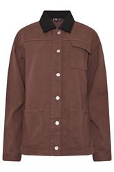 LTS Tall Women's Chocolate Brown Twill Barn Jacket | Long Tall Sally 6