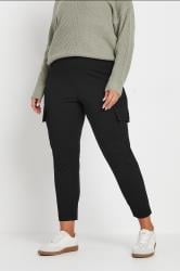 YOURS Curve Plus Size Black Tailored Scuba Cargo Trousers | Yours Clothing  3
