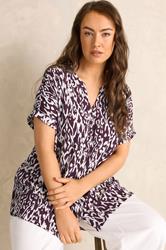 EVANS Plus Size Berry Red Ikat Print Button Front Blouse | Evans  3