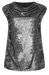 EVANS Curve Silver Cowl Neck Top
