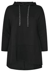 YOURS Plus Size Black Metallic Drawstring Hoodie | Yours Clothing 5