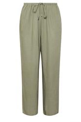 YOURS Curve Olive Green Linen Tie Front Trousers