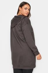 YOURS Plus Size Charcoal Grey Longline Zip Hoodie | Yours Clothing 2