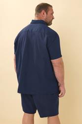 BadRhino Big & Tall Navy Blue Cotton Linen Mix Shorts | BadRhino 5