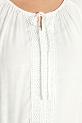 EVANS Plus Size White Crochet Detail Tie Neck Blouse | Evans  6