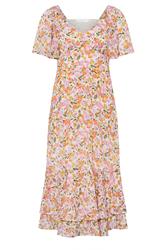 PixieGirl Petite Women's Pink Floral Chiffon Midi Dress | PixieGirl 6