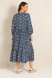 EVANS Plus Size Navy Blue Tie Dye Tiered Dress | Evans 2