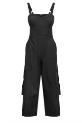PixieGirl Petite Black Cotton Utility Wide Leg Jumpsuit