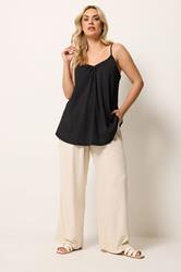 YOURS Plus Size Black Gathered Swing Cami Top | Yours Clothing 1