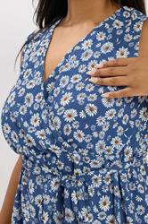 YOURS Plus Size Blue Daisy Print Sleeveless Wrap Top | Yours Clothing 4