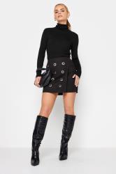 PixieGirl Petite Womens Black Eyelet Detail Cotton Wrap Mini Skirt | PixieGirl 2