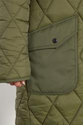 PixieGirl Petite Women's Khaki Green Funnel Neck Quilted Coat | PixieGirl 5