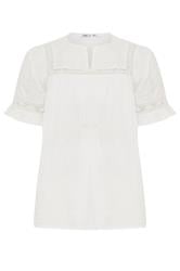 M&Co Ivory White Embroidered Cotton Ruffle Top