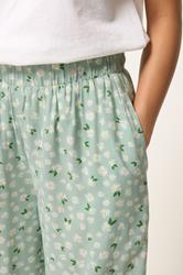 PixieGirl Petite Women's Sage Green Floral Cropped Trousers | PixieGirl 4