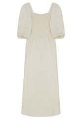 M&Co Petite Neutral Short Sleeve Embroidered Trim Maxi Dress | M&Co 1
