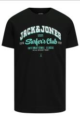 JACK & JONES Big & Tall Black 'Surfer's Club' Printed T-Shirt