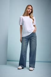 M&Co Mid Wash Blue Wide Leg Jeans | M&Co 3