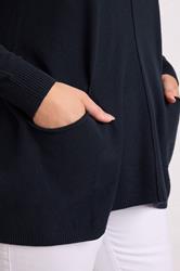 EVANS Plus Size Navy Blue Soft Touch Front Seam Jumper | Evans 5